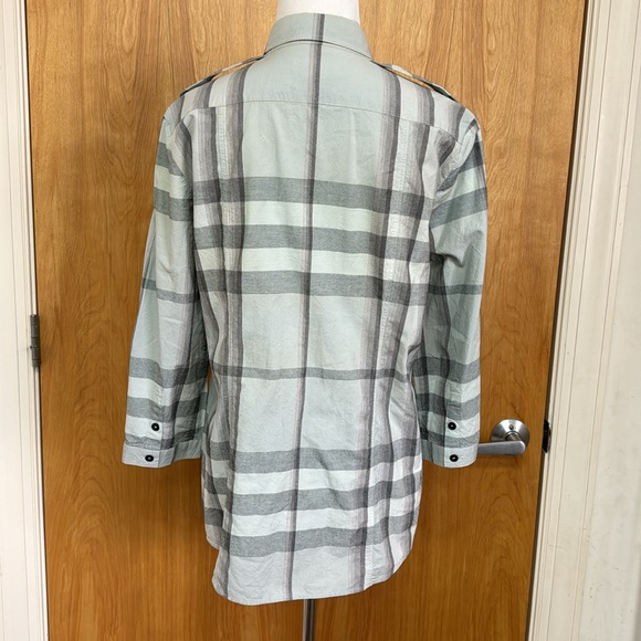 Burberry Brit Pale Pink Checked Cotton 3/4 Sleeve Button Front Shirt Large - Picture 2 of 3